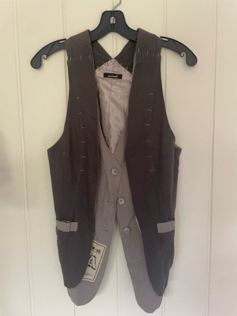 Funky Layered Look Animale Vest with Pinstripe Lining